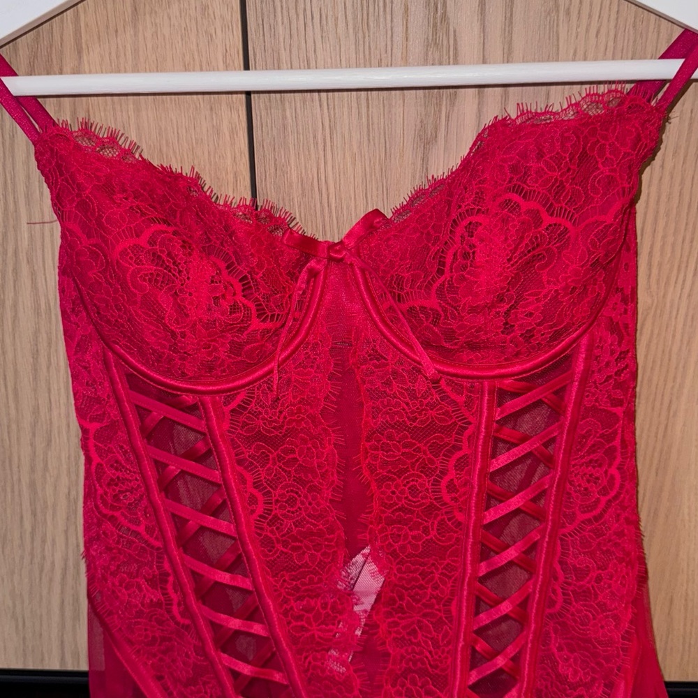 Victoria's Secret Vibrant Red Lace Chemise